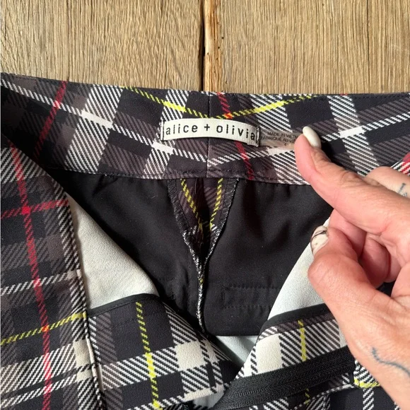 Alice + Olivia Multicolor Plaid Wide Leg Pants